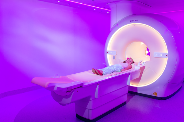 A girl has an MRI scan