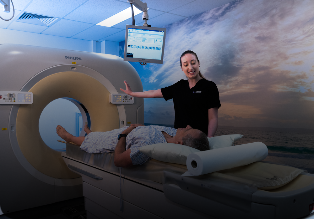 CT scan machine used in lung cancer screening at Qscan