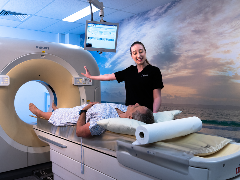 CT scan machine used in lung cancer screening at Qscan