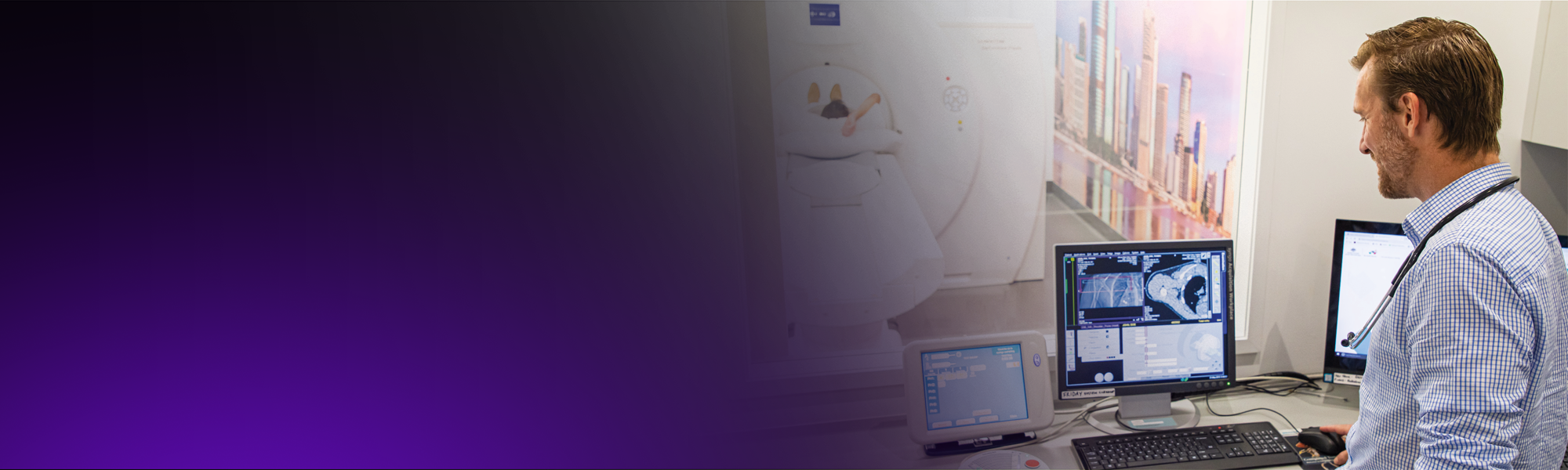 A radiologist reviewing a patient's scan.